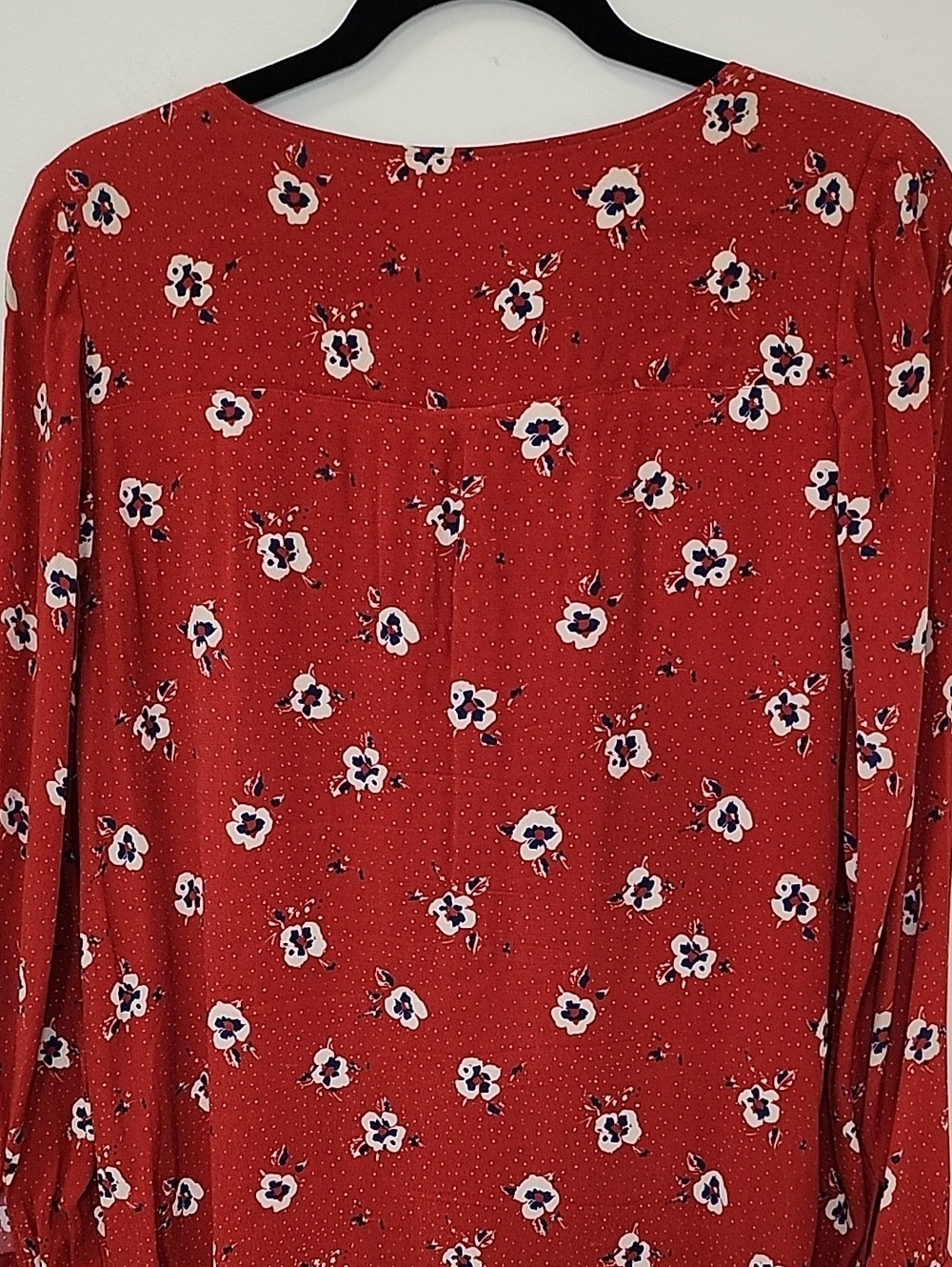 Sézane Joe dress in red floral print long sleeves button-front design Size 38/6 - Picture 14 of 16